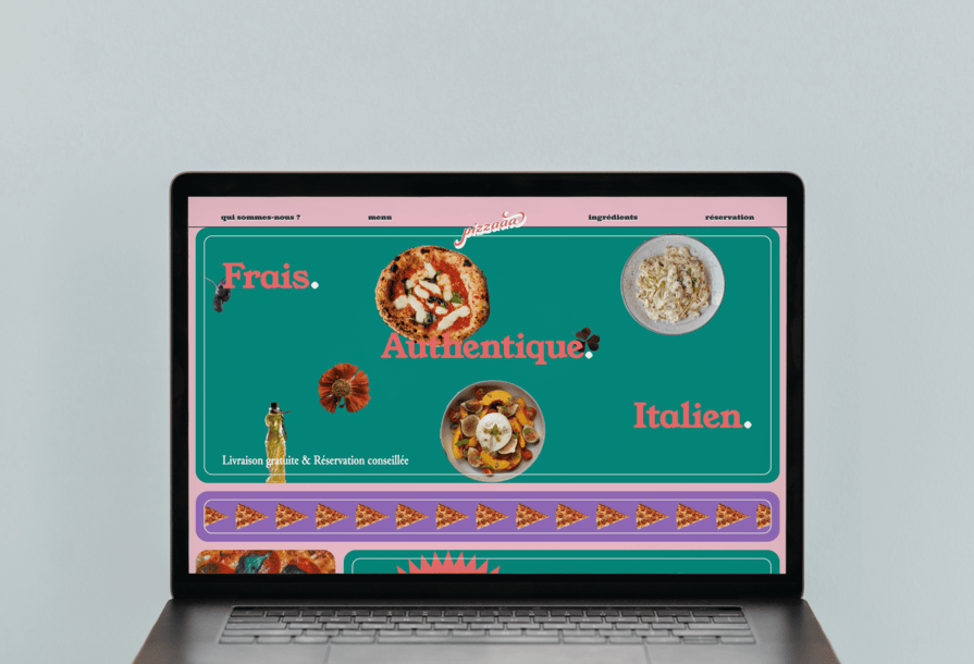 screenshot de la page d'accueil de pizaaa